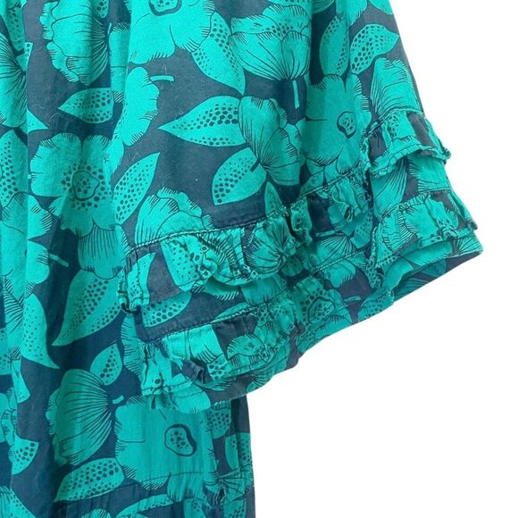 Sundance Grand Bays Jumpsuit Blue Teal Floral Cotton Voile Wide Leg Size Small - Picture 4 of 13
